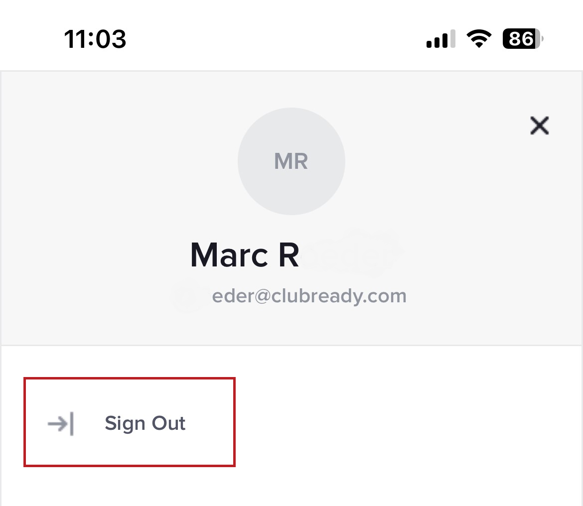 Connect App: Sign Out – ClubReady Connect